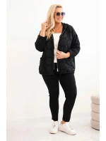 Dámská mikina Plus Size bavlněná na zip černá