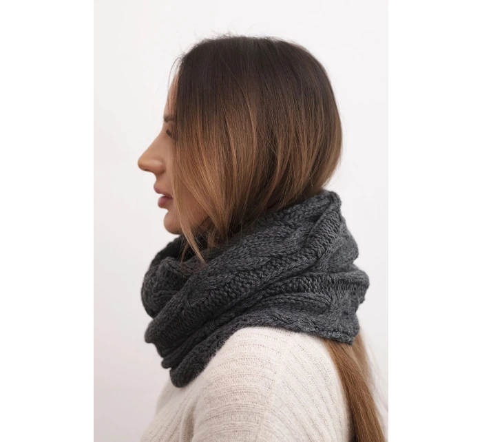 Dámský pletený vlněný komín měkký a teplý model 21866344 grafitový - K-Fashion