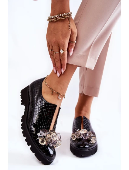 Elegantní lakované boty s  černá Cindy model 21601627 - Boto