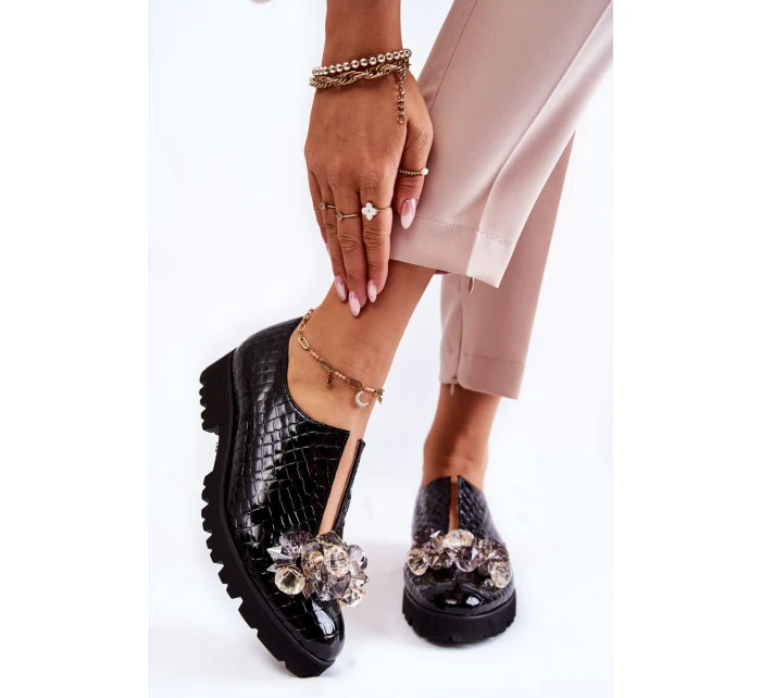 Elegantní lakované boty s  černá Cindy model 21601627 - Boto