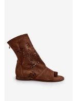 Zazoo Dámské Semišové Sandály S Na Zip Hnědé model 21652430 - Boto Zazoo Dámské Semišové Sandály S Na Zip Hnědé model 21652430 - Boto