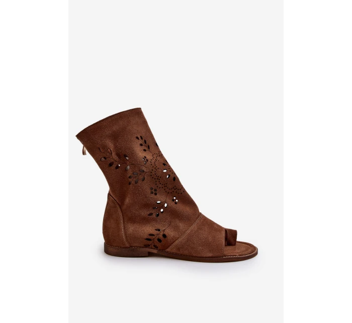 Zazoo Dámské Semišové Sandály S Na Zip Hnědé model 21652430 - Boto Zazoo Dámské Semišové Sandály S Na Zip Hnědé model 21652430 - Boto