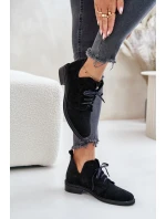 Semišové Polobotky Šněrovací Na Plochém Podpatku Černé model 21670945 - Zazoo