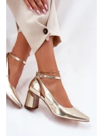 Kožené Lodičky Na Podpatku model 21694769 Zlaté - Maciejka