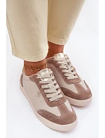 Dámské tenisky z přírodní kůže model 22101249 Béžové - S.Barski Dámské tenisky z přírodní kůže model 22101249 Béžové - S.Barski