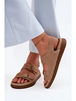 Kožené semišové dámské sandály s přezkami Vinceza 79620 hnědé