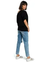 B079 Halenka nadměrné velikosti se zavinovacími detaily - černá B079 Halenka nadměrné velikosti se zavinovacími detaily - černá