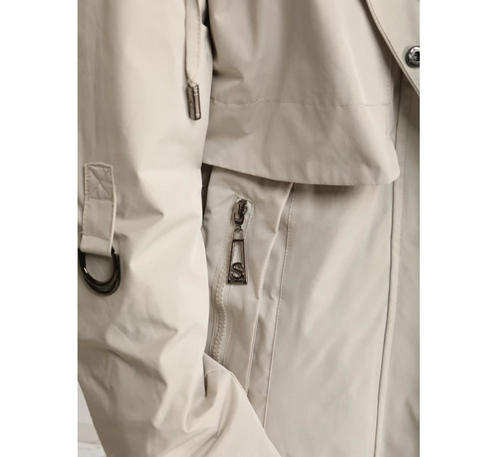 Dámská světle béžová přechodná bunda parka FashionStreet TY5553 Dámská světle béžová přechodná bunda parka FashionStreet TY5553