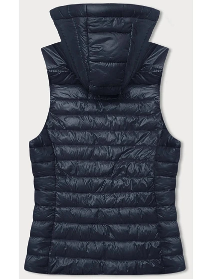 Tmavě modrá prošívaná vesta s kapucí model 18914568 - J.STYLE