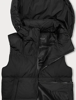 Dámská krátká vesta s kapucí j.style černá (16M9112-392)