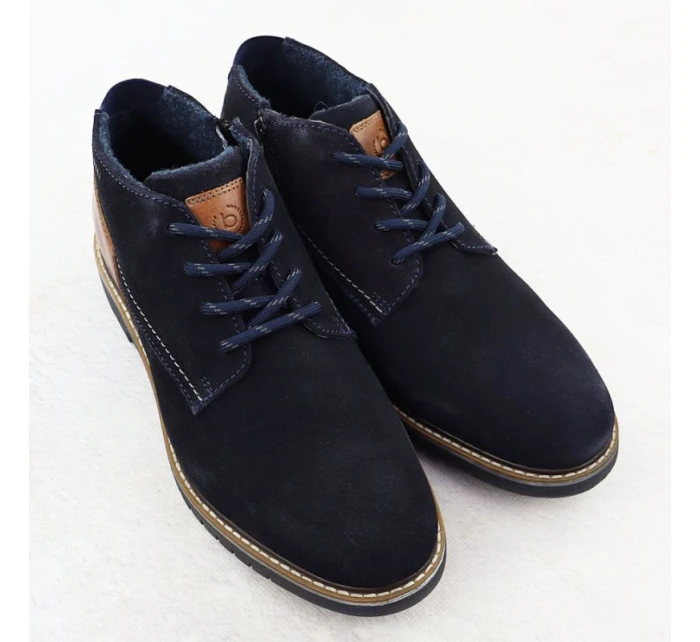 Pánské semišové kožené boty tmavě modré model 21906024 - Bugatti