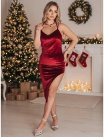 Vínové velurové šaty KISSES FashionStreet EY2387