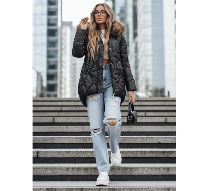 Dámská zimní bunda s kožešinou černá FashionStreet TY5501