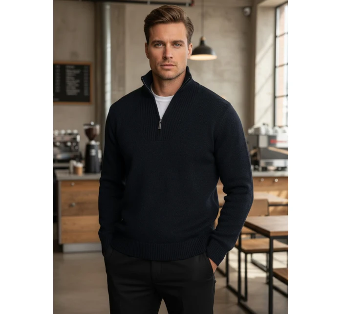 Pánský svetr se stojáčkem tmavě modrý Dstreet model 21995576 - FashionStreet