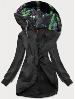 Dlouhá dámská rozepínací mikina v grafitové barvě (AMG815)