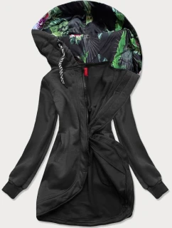 Dlouhá dámská rozepínací mikina v grafitové barvě (AMG815)