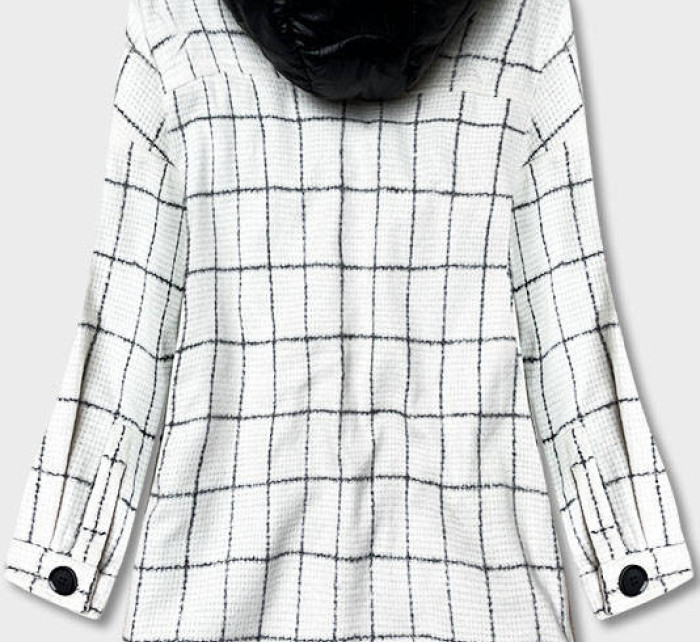 Dámská károvaná košilová bunda v barvě ecru (AG3-1813)