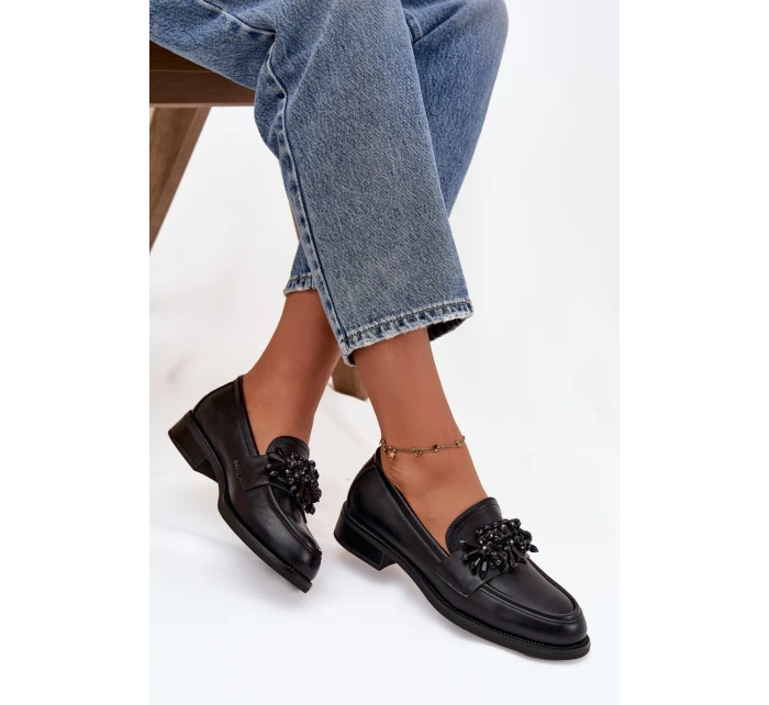 Polobotky Mokasyny Dámské S Ozdobou Černé Murelle Polobotky Mokasyny Dámské S Ozdobou Černé Murelle