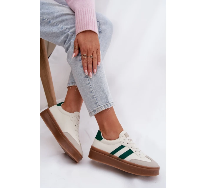 Dámské tenisky na platformě z eko kůže Bílomodré Elaraven Dámské tenisky na platformě z eko kůže Bílomodré Elaraven