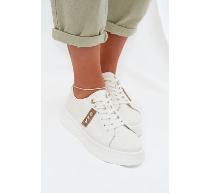 Dámské tenisky z přírodní kůže model 22027794 bílé - D&A