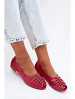 Otevřené baleríny z přírodní kůže Maciejka P7541-15 Fuksie