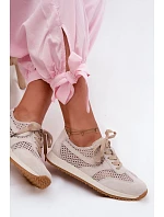 Dámské síťované tenisky z semiše světle béžové Gelina