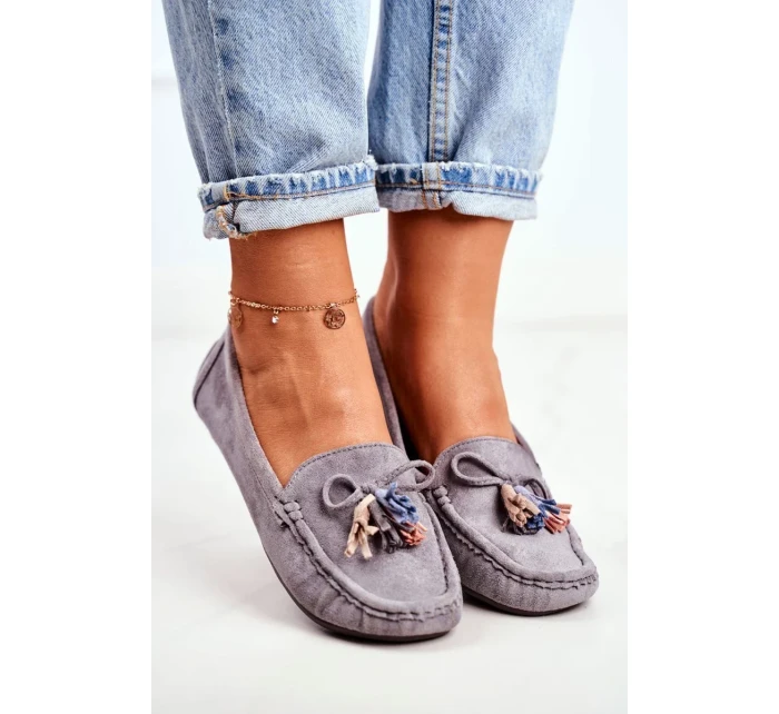Dámské Semišové Mokasíny Šedé Donna Mia Dámské Semišové Mokasíny Šedé Donna Mia
