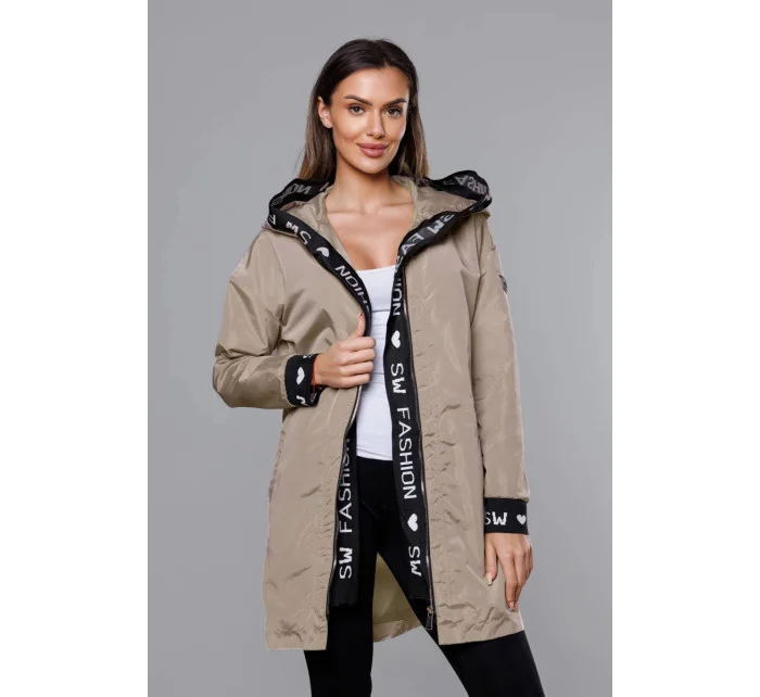 Tenká béžová dámská bunda s ozdobnou lemovkou (B8145-12) Tenká béžová dámská bunda s ozdobnou lemovkou (B8145-12)