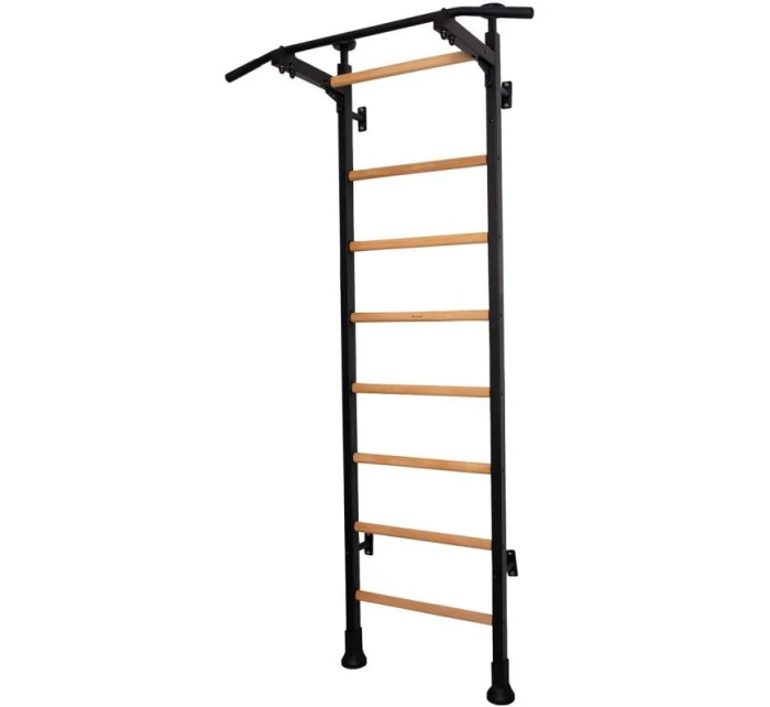 ROZKLÁDACÍ DŘEVĚNO-KOVOVÝ GYMNASTICKÝ ŽEBŘÍK S KOVOVOU HRAZDOU V DUBOVÉ LAVICI 511