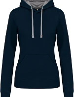 Kariban K 465 Dámská mikina s kontrastní kapucí 20.K465 navy/fine grey