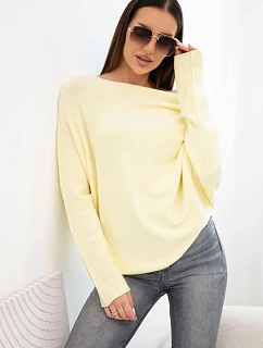Dámský asymetrický viskózový svetr typu model 22281557 žlutý - K-Fashion