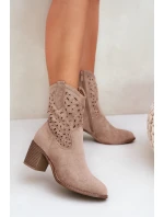 Dámské Prodyšné Kotníkové Boty Na Podpatku Béžové S.Barski HY51-125