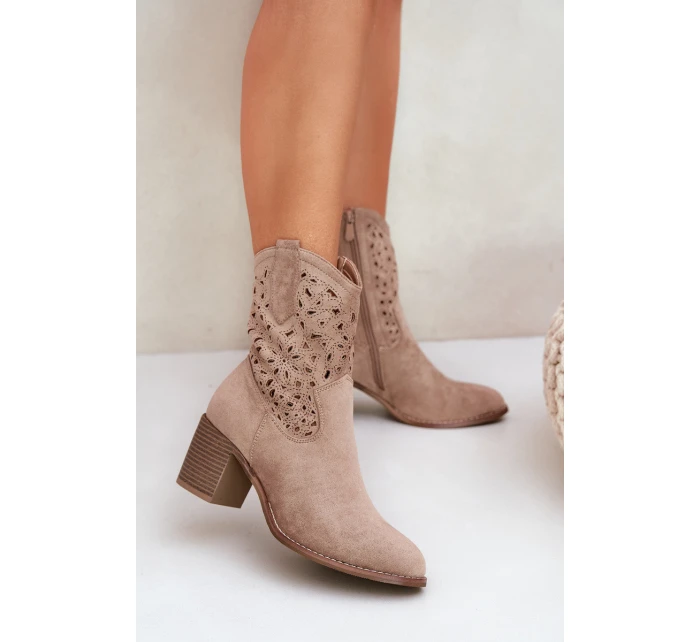 Dámské Prodyšné Kotníkové Boty Na Podpatku Béžové S.Barski HY51-125