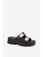 Dámské pantofle s pásky eko kůže černé Falenisse