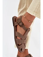 Dámské sandály Ploché z Semiše Big Star Béžové model 22064175 - Big Star Shoes Dámské sandály Ploché z Semiše Big Star Béžové model 22064175 - Big Star Shoes