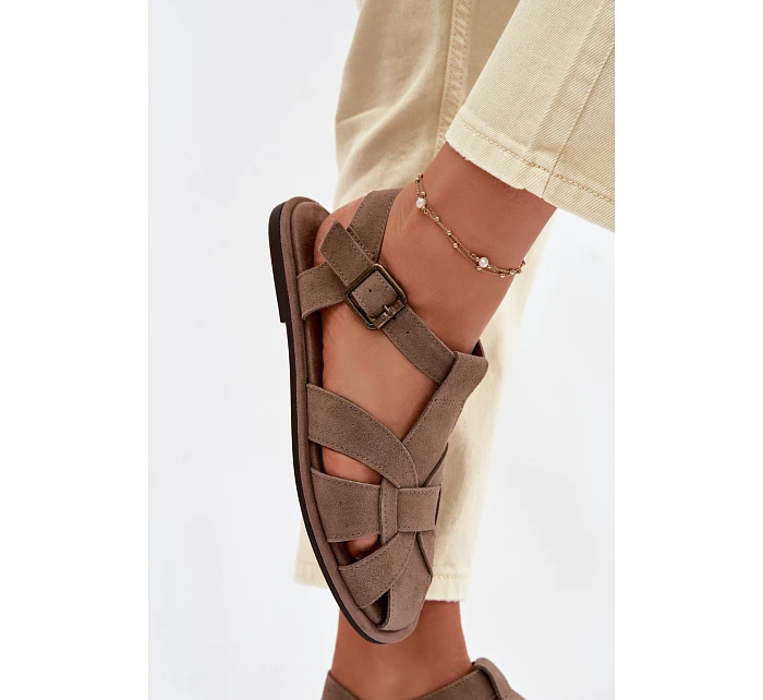 Dámské sandály Ploché z Semiše Big Star Béžové model 22064175 - Big Star Shoes Dámské sandály Ploché z Semiše Big Star Béžové model 22064175 - Big Star Shoes