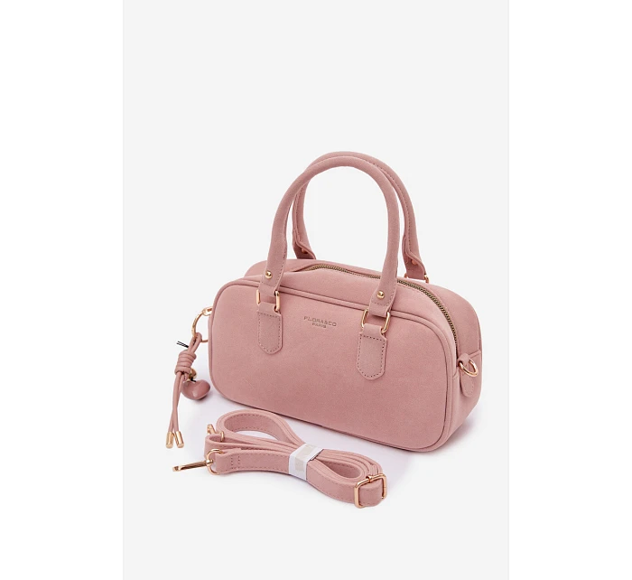 Malá kabelka typu Kufrík z eko semiše Růžová Annelle