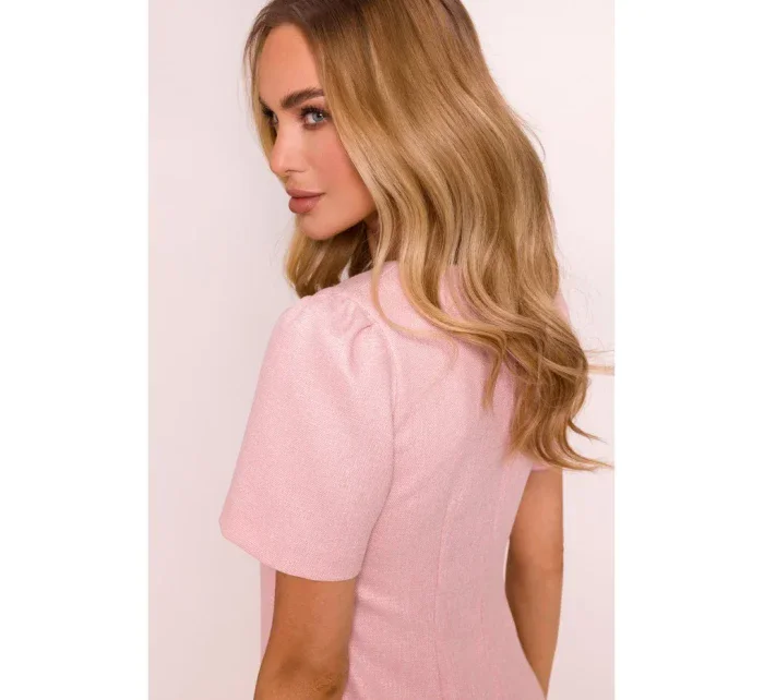 M855 Mini šaty s áčkovou linií - broskvové