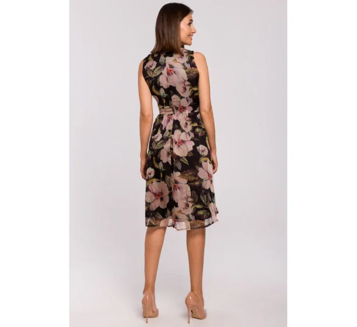 S225 Šifonové šaty s hlubokým výstřihem - model 3