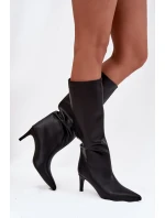 Dámské kozačky na jehlovém podpatku, zateplené Olivienne – černé