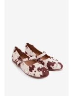 Dámské zdobené baleríny s páskem Olivisse – bílo-hnědé