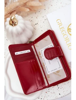 Lakovaná dámská peněženka s ražbou a zlatým detailem Evlinne – červená