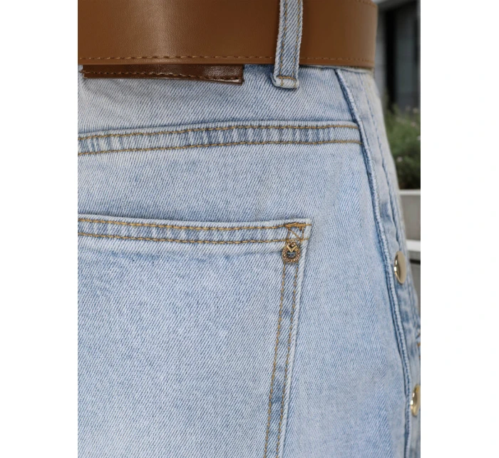 Jeansy damskie z wysokim stanem balloon fit niebieskie FashionStreet UY2916