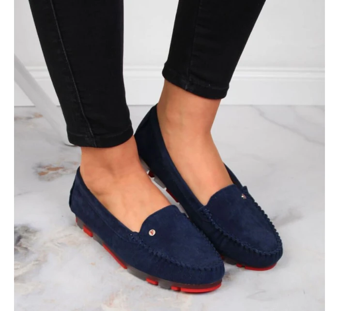 Semišové kožené mokasíny Filippo W PAW201D navy blue