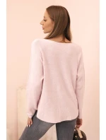 Svetr dámský s viskózou a výstřihem do V tmavě pudrově růžový Svetr dámský s viskózou a výstřihem do V tmavě pudrově růžový