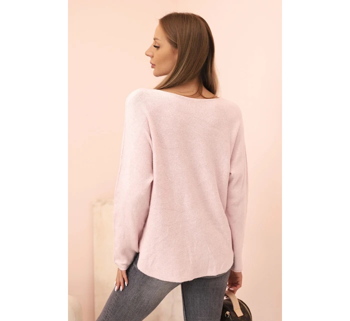 Svetr dámský s viskózou a výstřihem do V tmavě pudrově růžový Svetr dámský s viskózou a výstřihem do V tmavě pudrově růžový