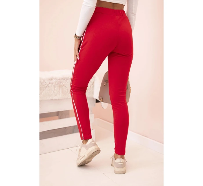 Dámské bavlněné cargo kalhoty s kapsami a řetízkem béžové