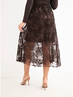 Dámská rozšířená sukně s model 22571876 květy hnědá - K-Fashion Dámská rozšířená sukně s model 22571876 květy hnědá - K-Fashion