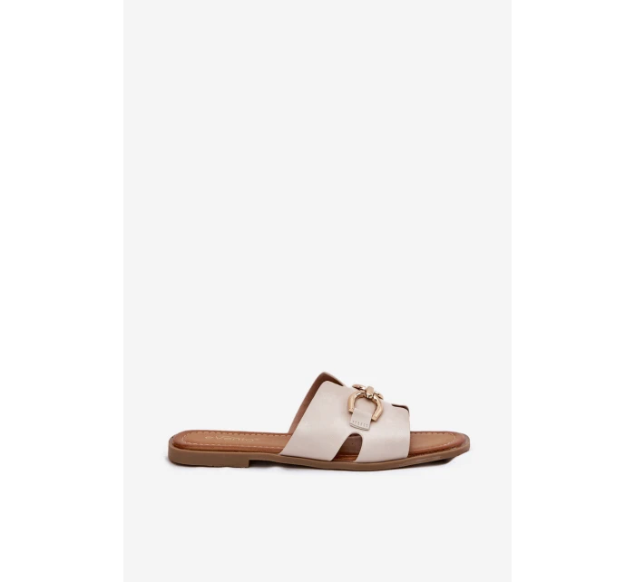 Dámské Ploché Pantofle S Dekorativním Béžové model 21697812 - EVENTO