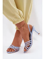 Dámské sandály na podpatku s pásky Modré Velivelle